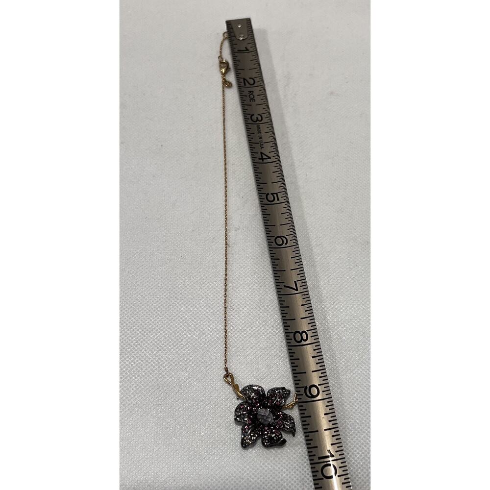 Alexis Bittar Necklace Purple Black & Clear Crystals Gold Plated Chain - Picture 4 of 4
